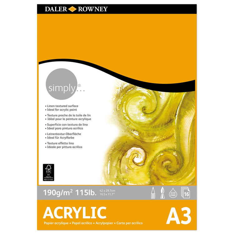 Daler Rowney Simply Acrylic Pad (A3-190gsm-16 sheets)