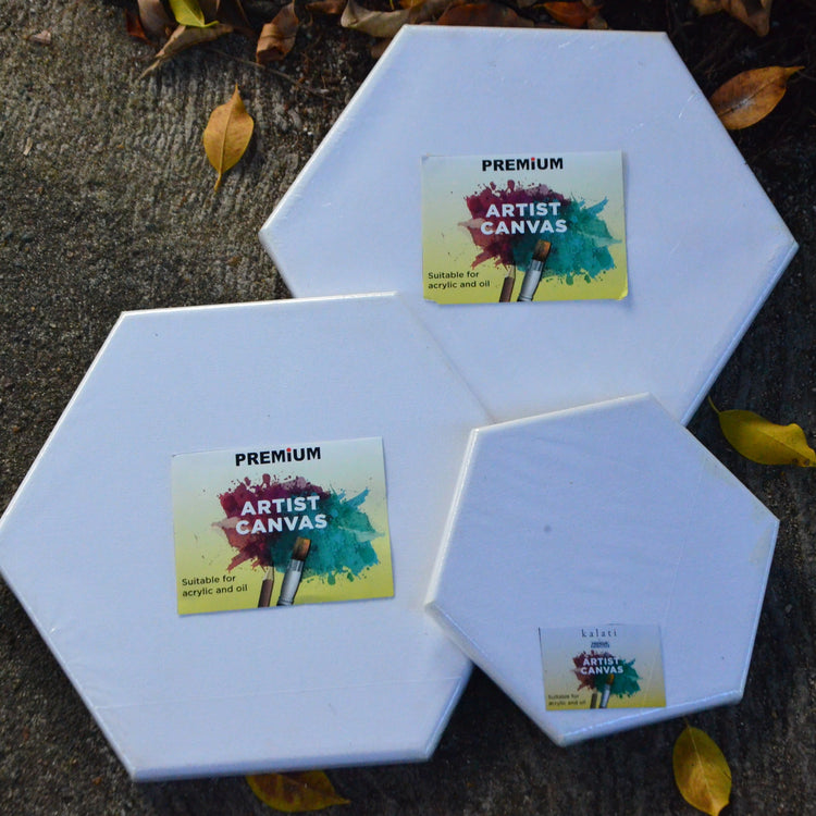 Premium Canvas Board Hexagon Shape 4"