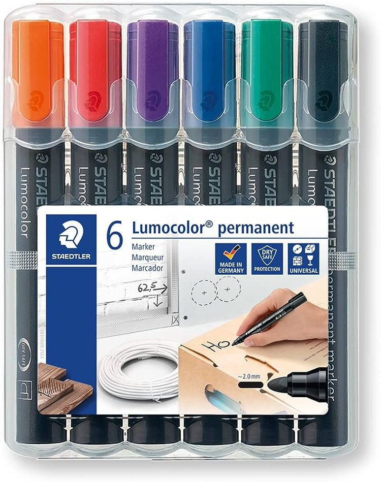 STAEDTLER Lumocolor 352 WP6 Bullet Tip Permanent Marker 6c Set