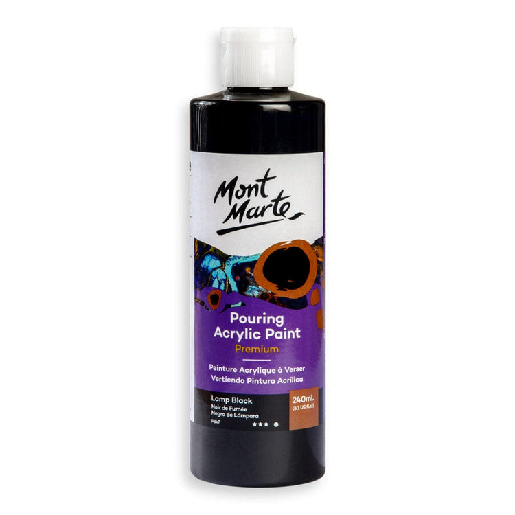 Mont Marte Pouring Acrylic Paint 240ml - Lamp Black