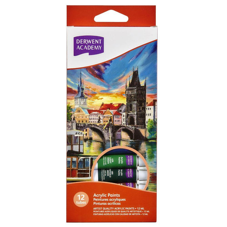 Derwent Academy Acrylic Colours Set (12Cx12ml)
