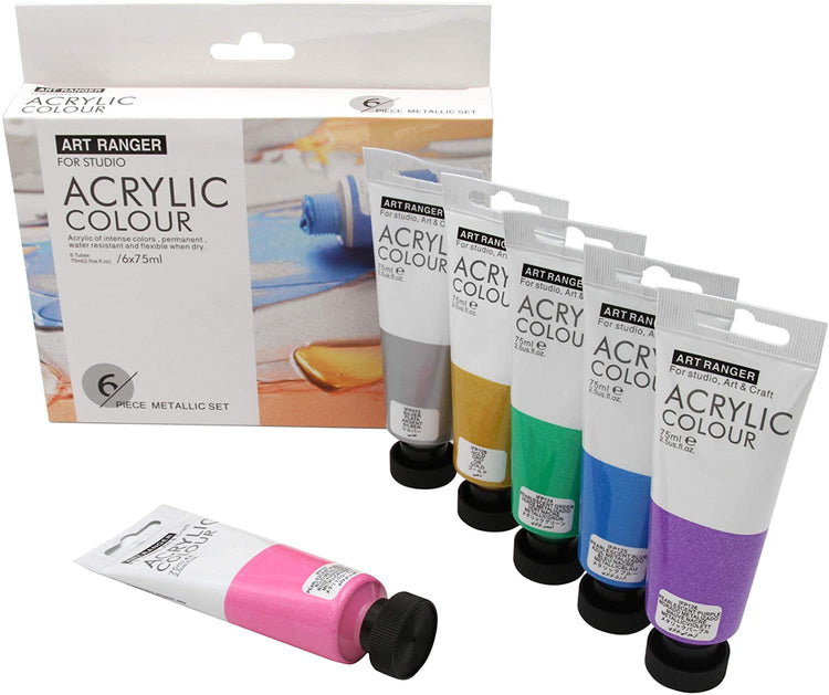 Art Ranger Acrylic 6Colours Metallic Set 75ml Tubes