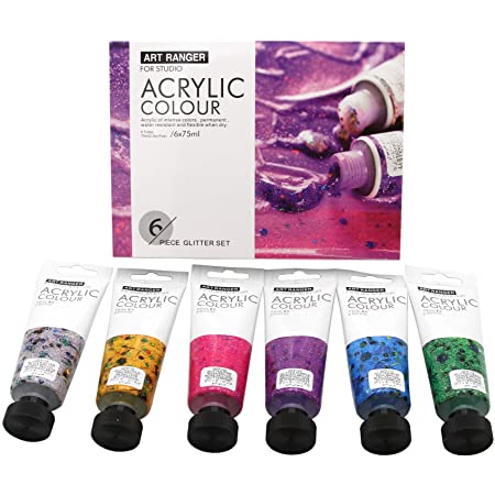 Art Ranger Acrylic 6Colours Glitter Set 75ml Tubes