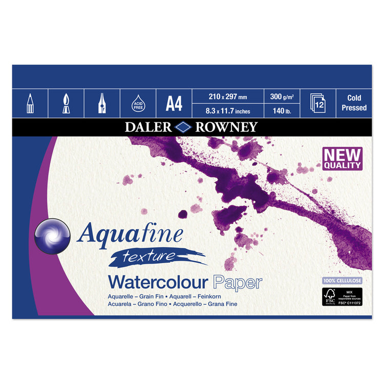 Daler Rowney Aquafine Pad Texture (A4-300gsm-12 sheet)