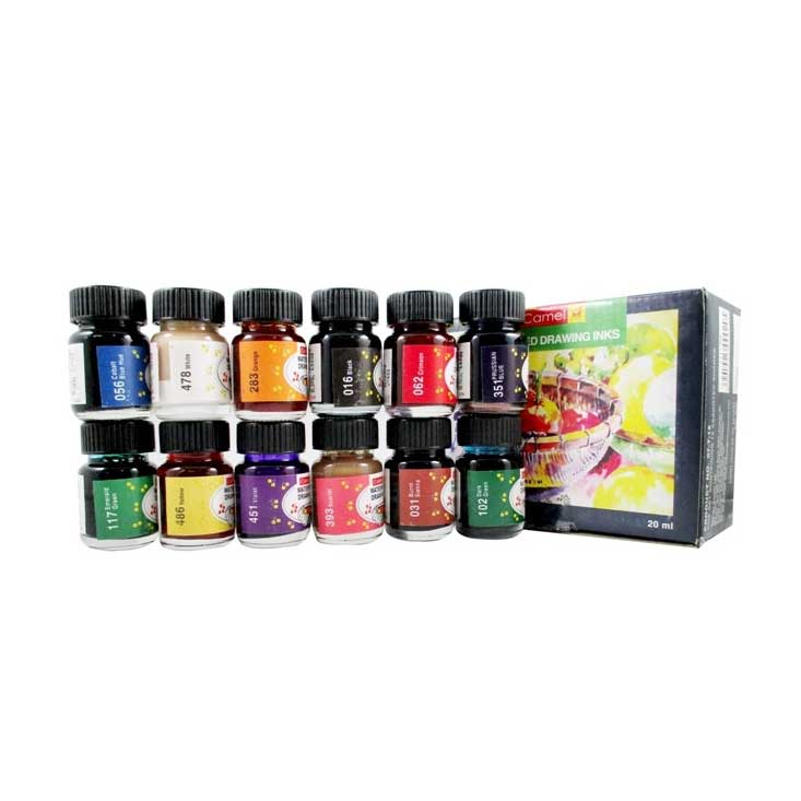 Camel Drawing Ink 12colour Set 20ml Bottles