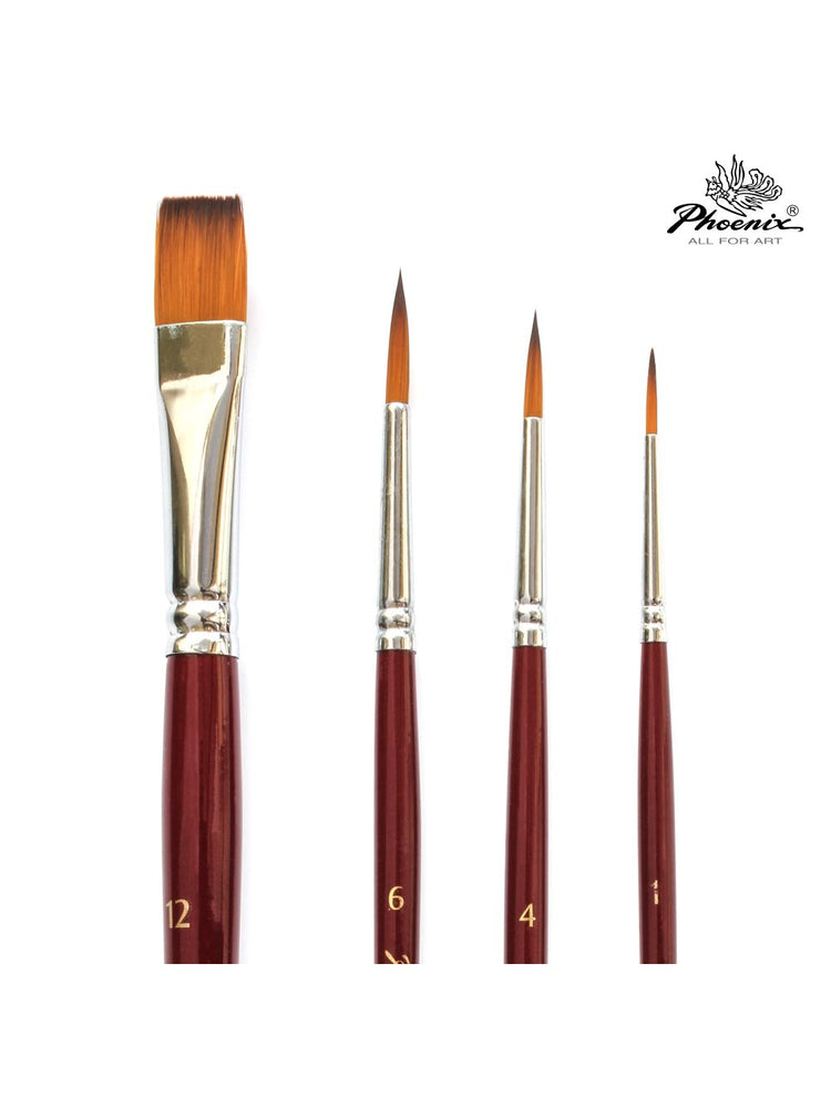 Phoenix Artist Paint Brushes 4pcs Set (6604s)