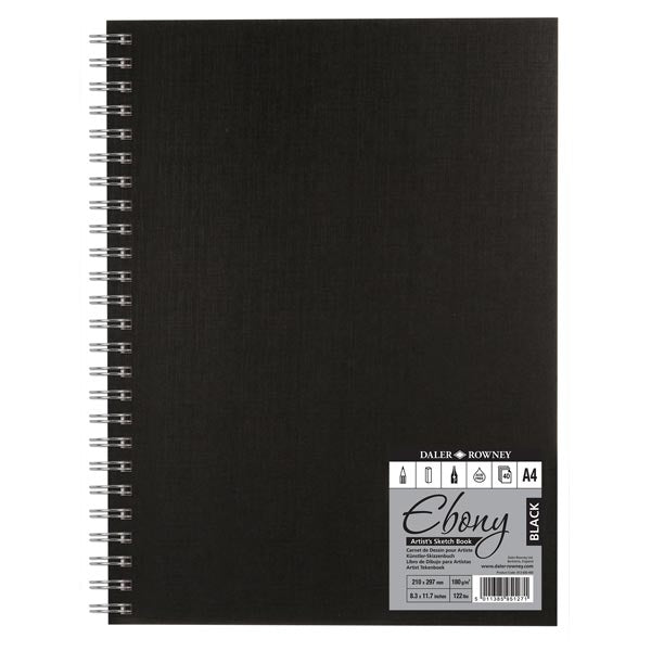 Daler Rowney Ebony Sketch Pad Black (A4-180gsm-40sheet)