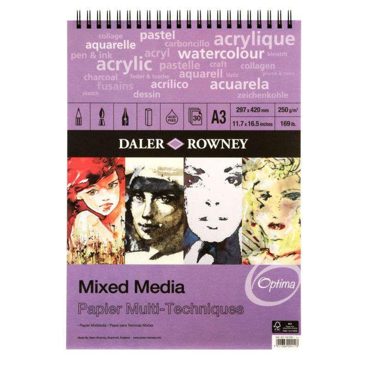 Daler Rowney Mix Media Pad (A3-250gsm-30 sheet)