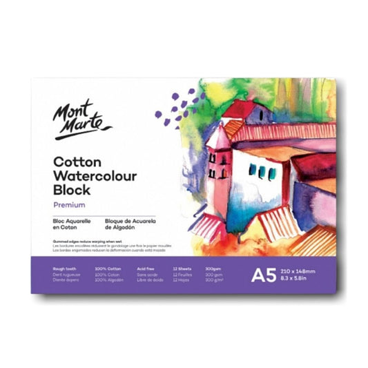 Mont Marte 100% Cotton Watercolour Pad A5 Size