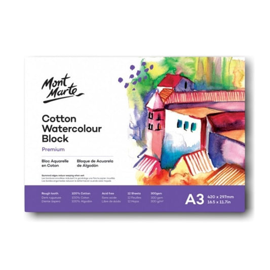 Mont Marte 100% Cotton Watercolour Pad A3 Size