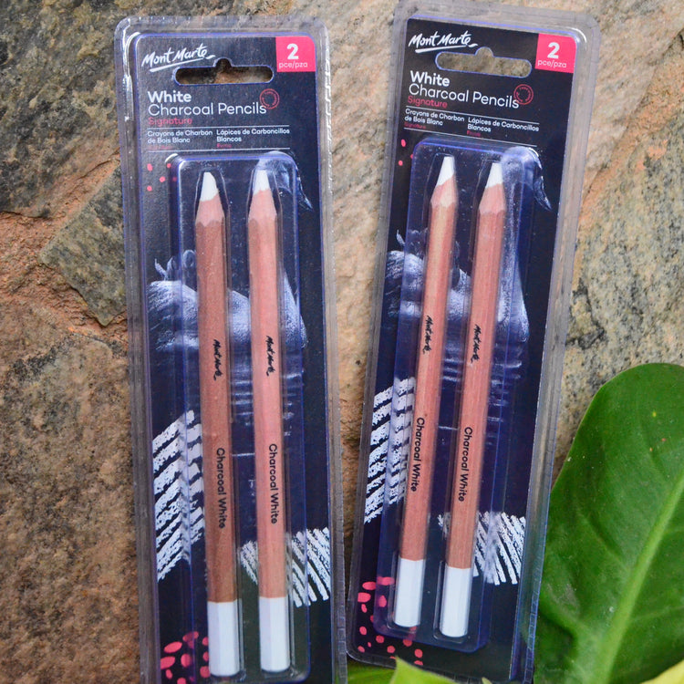 Mont Marte White Charcoal Pencil 2pcs Set