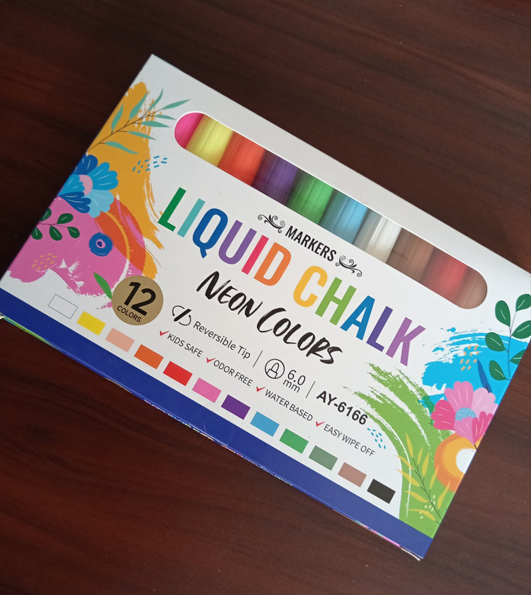 Liquid Chalk Markers 12Colours Set (AY-6166)