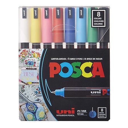 Uni POSCA Permanent Marker 8Colour Set (PC-1M)