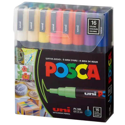 Uni POSCA Permanent Marker 16Colour Set (PC-3M)