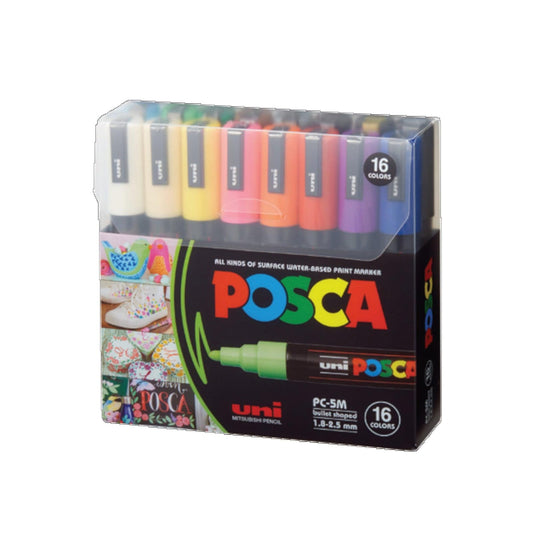 Uni POSCA Permanent Marker 16Colour Set (PC-5M)