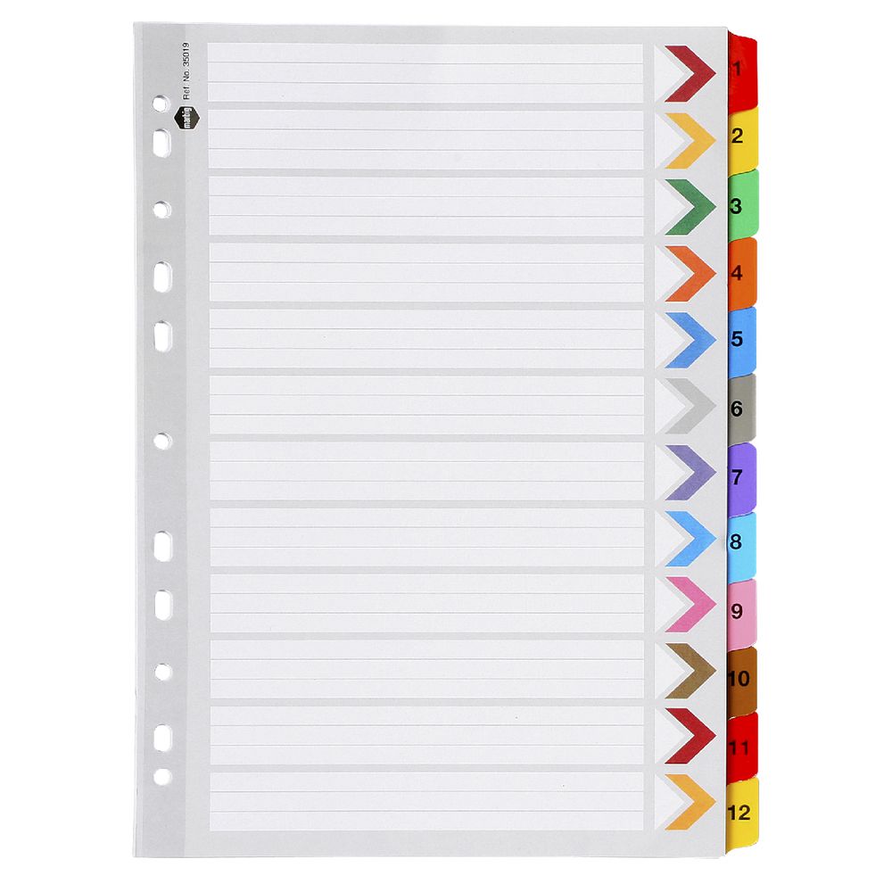 File Divider 1-12 (PVC) Colours – Premium Stationers