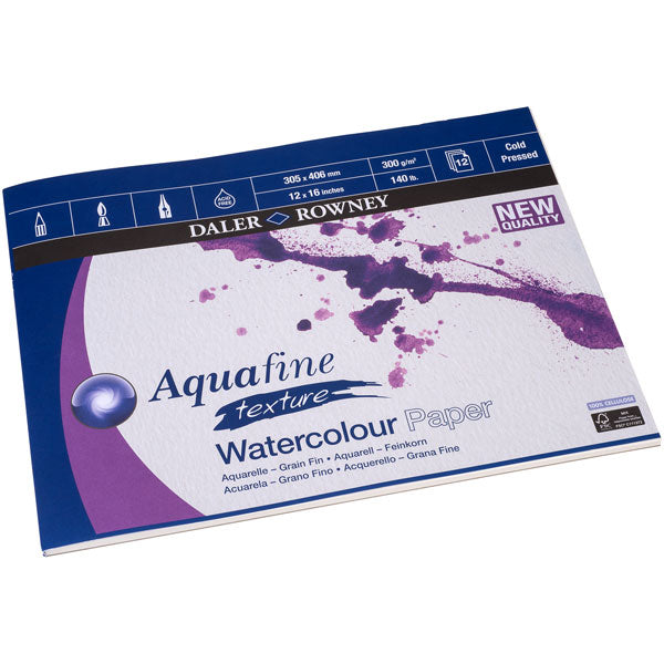 Daler Rowney Aquafine Textured Pad 300gsm 12 Pages A3/A4 Made in England