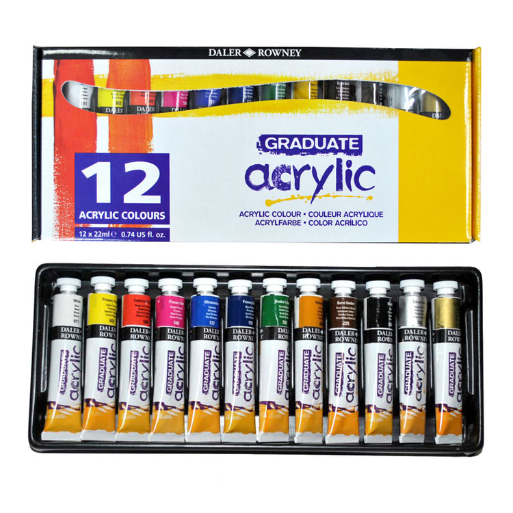 Daler Rowney Acrylic Colour Set Graduate (12Cx22ml)
