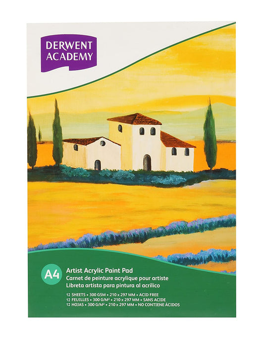 Derwent Academy Acrylic Pad (A4-300gsm-12 sheet)
