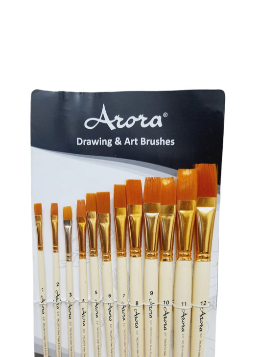 Arora Artist Paint Brush Set (12pcs-Flat)